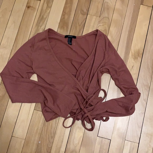 CLOSET CLEAN OUT Ribbed Wrap Front Shirt - Picture 2 of 6